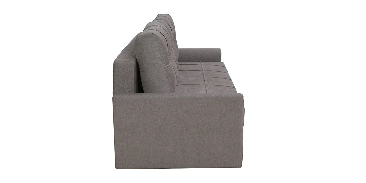 Fabric Pull Out Sofa Cum Bed In Sandy Brown Colour With Storage