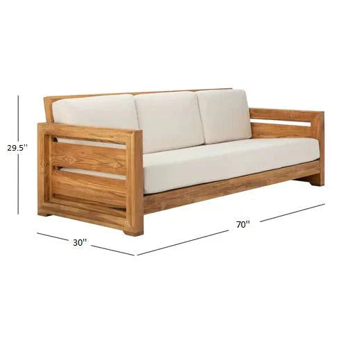 Solid Sheesham Wood Wide Outdoor Teak Patio Sofa