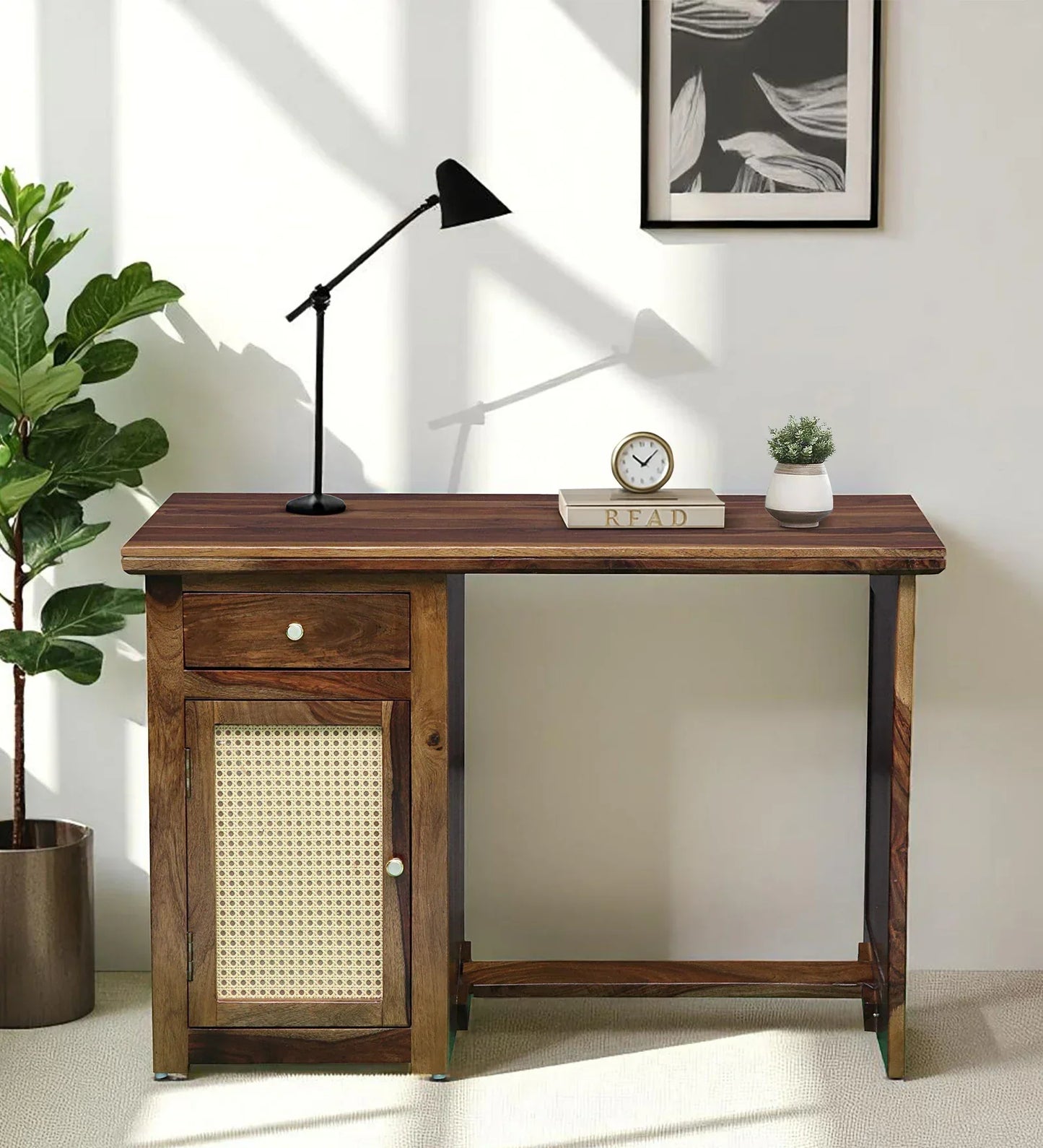 Sheesham Wood Writing Table In Provincial Teak Finish