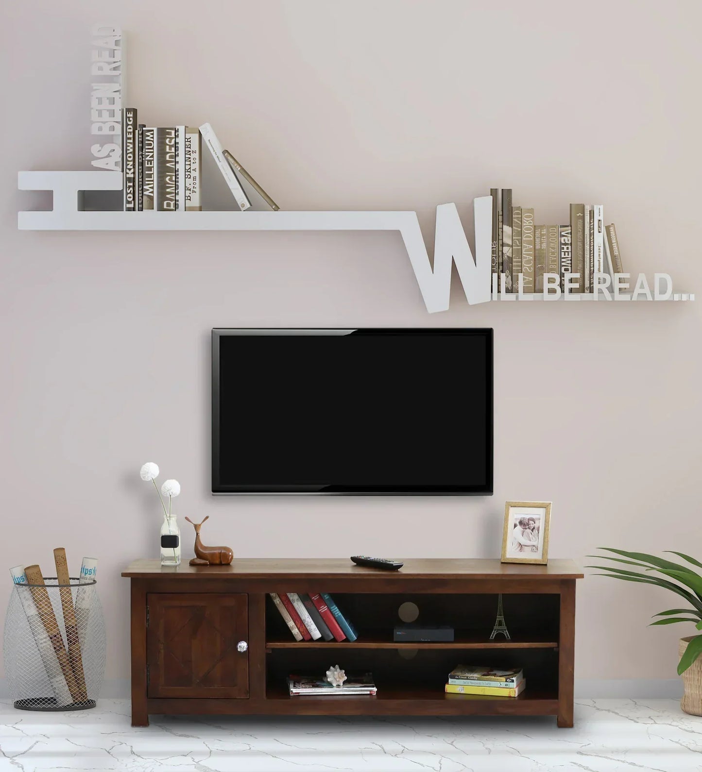 Sheesham Wood TV Console in Scratch Resistant Provincial Teak Finish For TVs Up To 55"