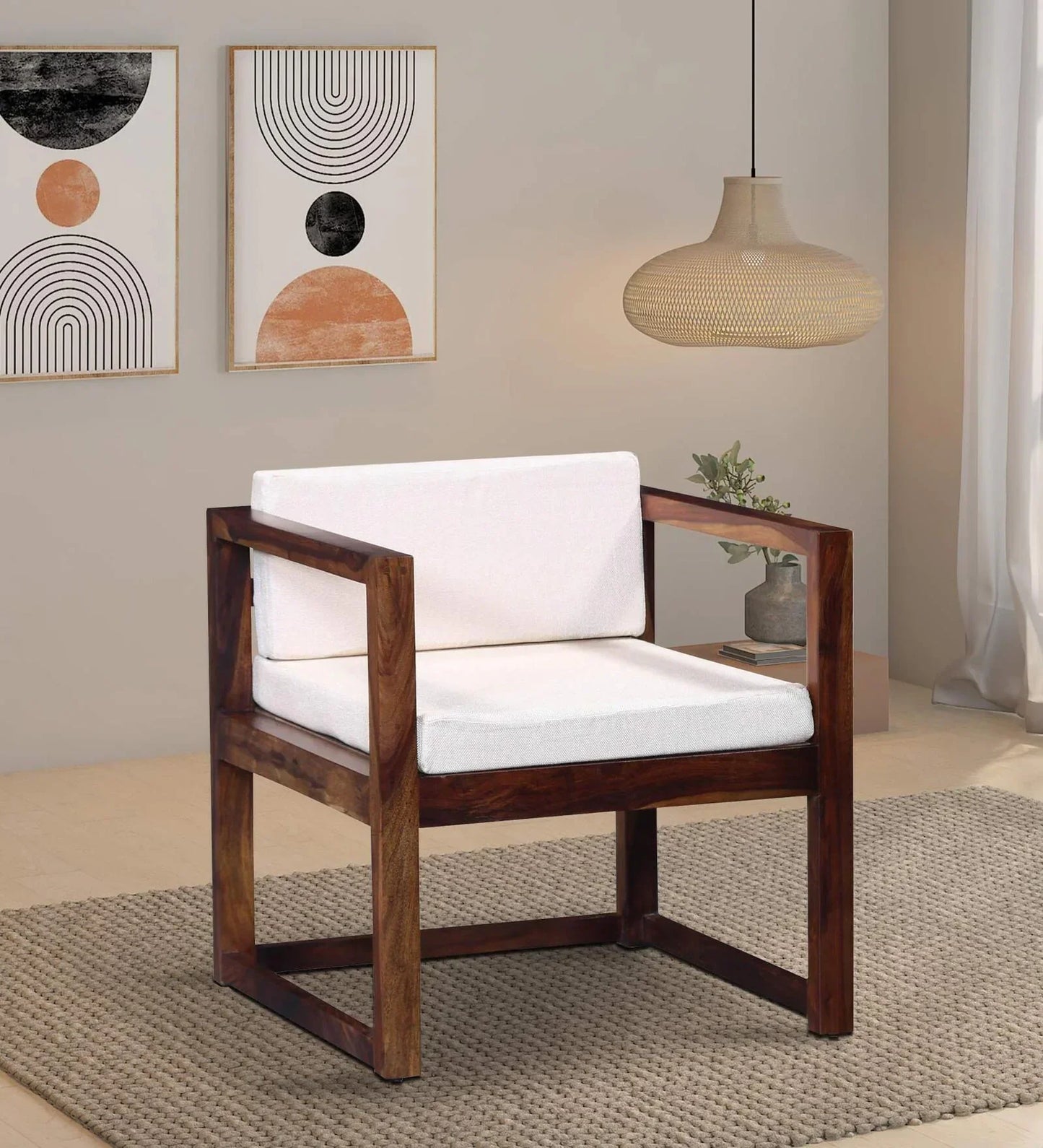 Avian Sheesham Wood Arm Chair In Provincial Teak Finish