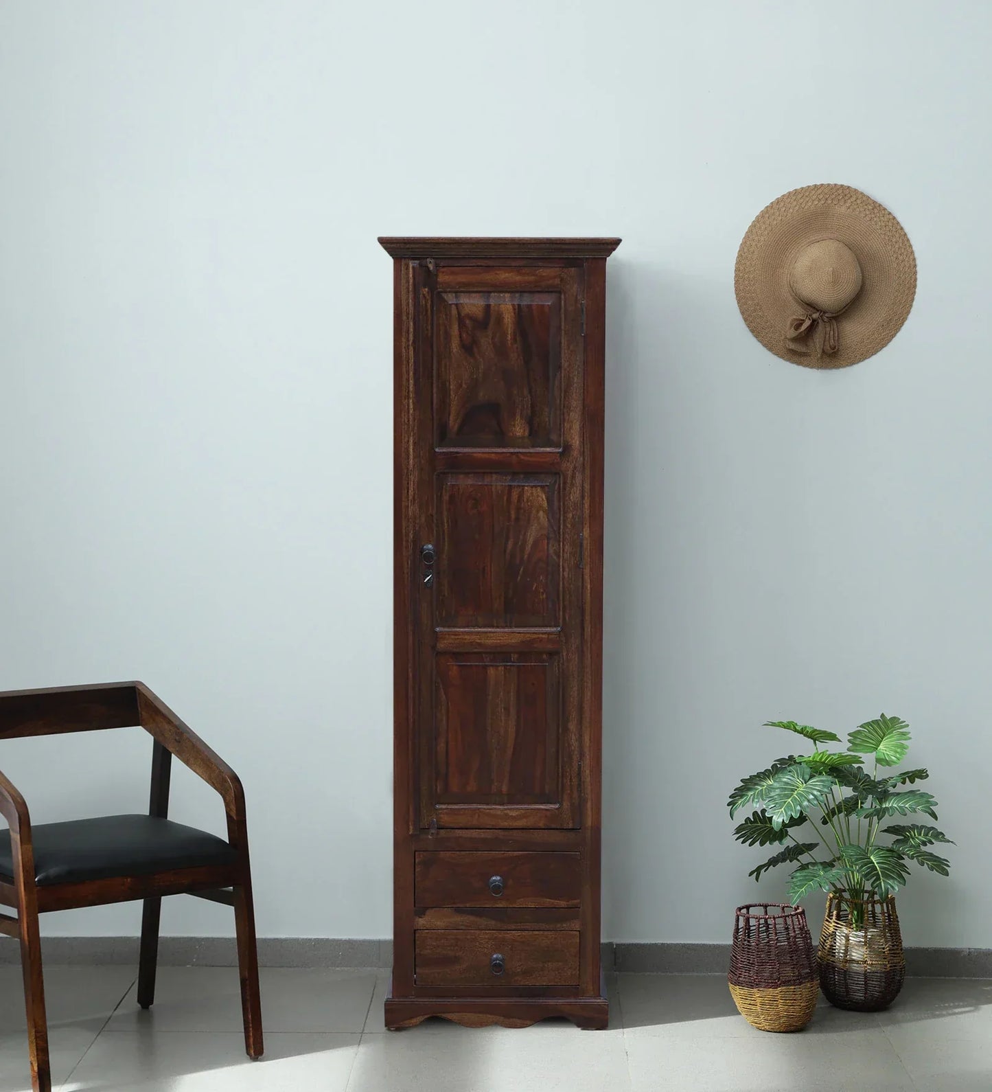 Sheesham Wood 1 Door Wardrobe In Provincial Teak Finish