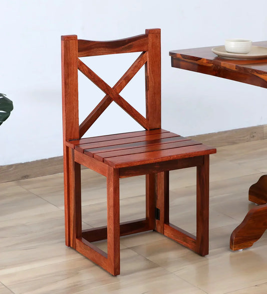 Sheesham Wood Folding Chair In Honey Oak Finish (Set Of 2)