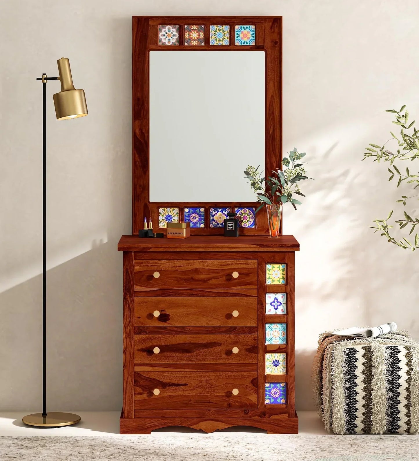 Sheesham Wood Dresser in Honey Oak Finish