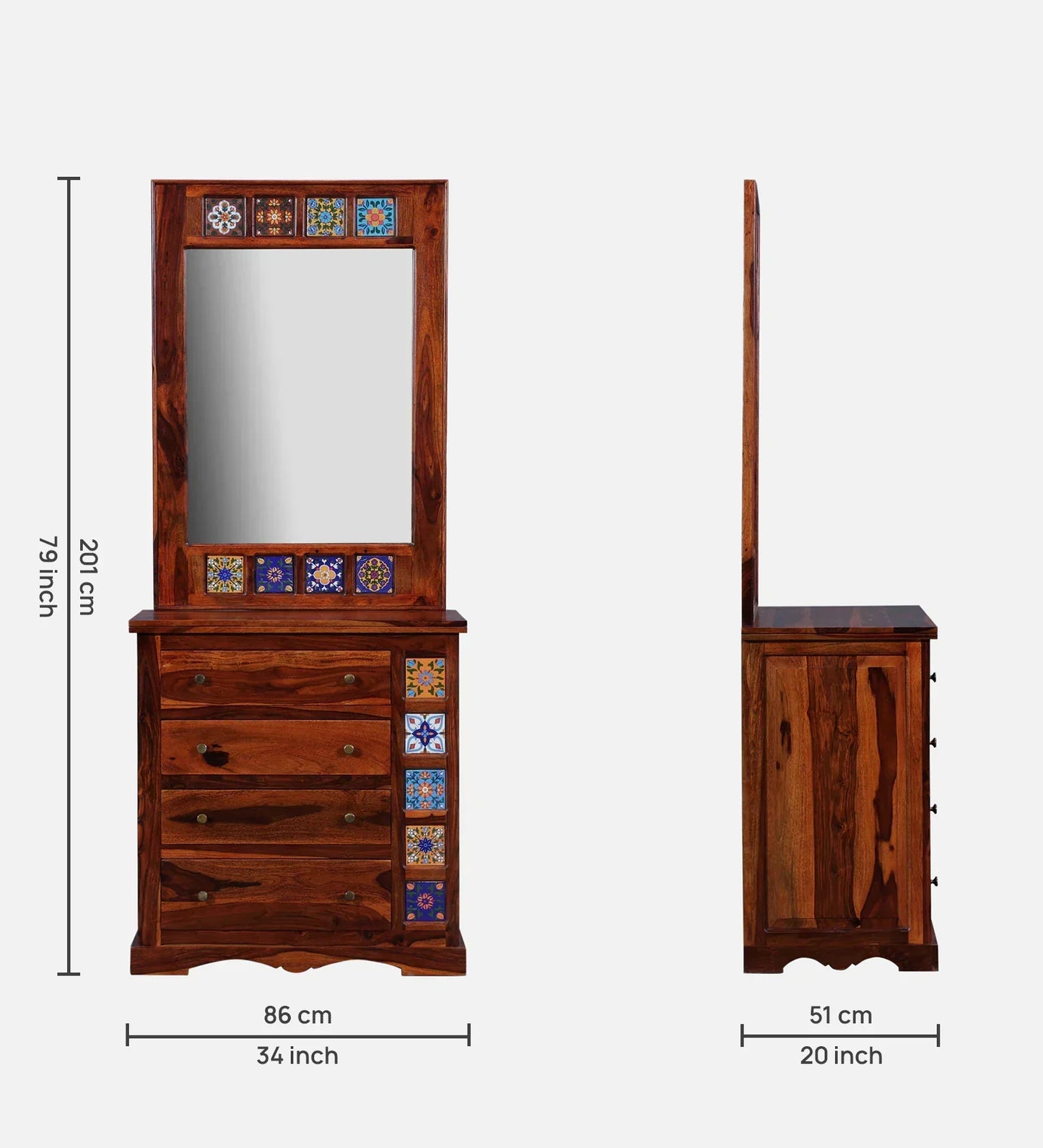 Sheesham Wood Dresser in Honey Oak Finish