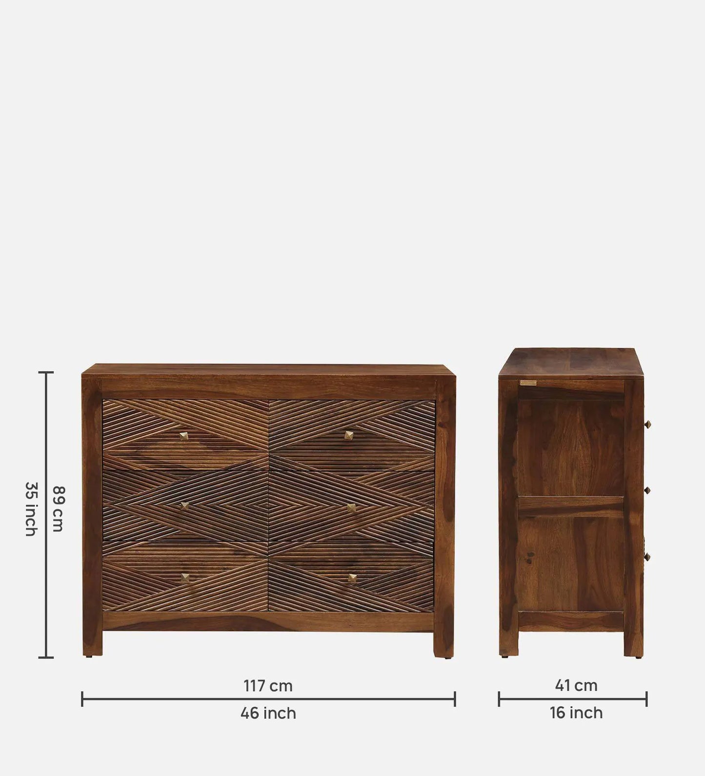 Sheesham Wood Chest Of Drawers In Provincial Teak Finish