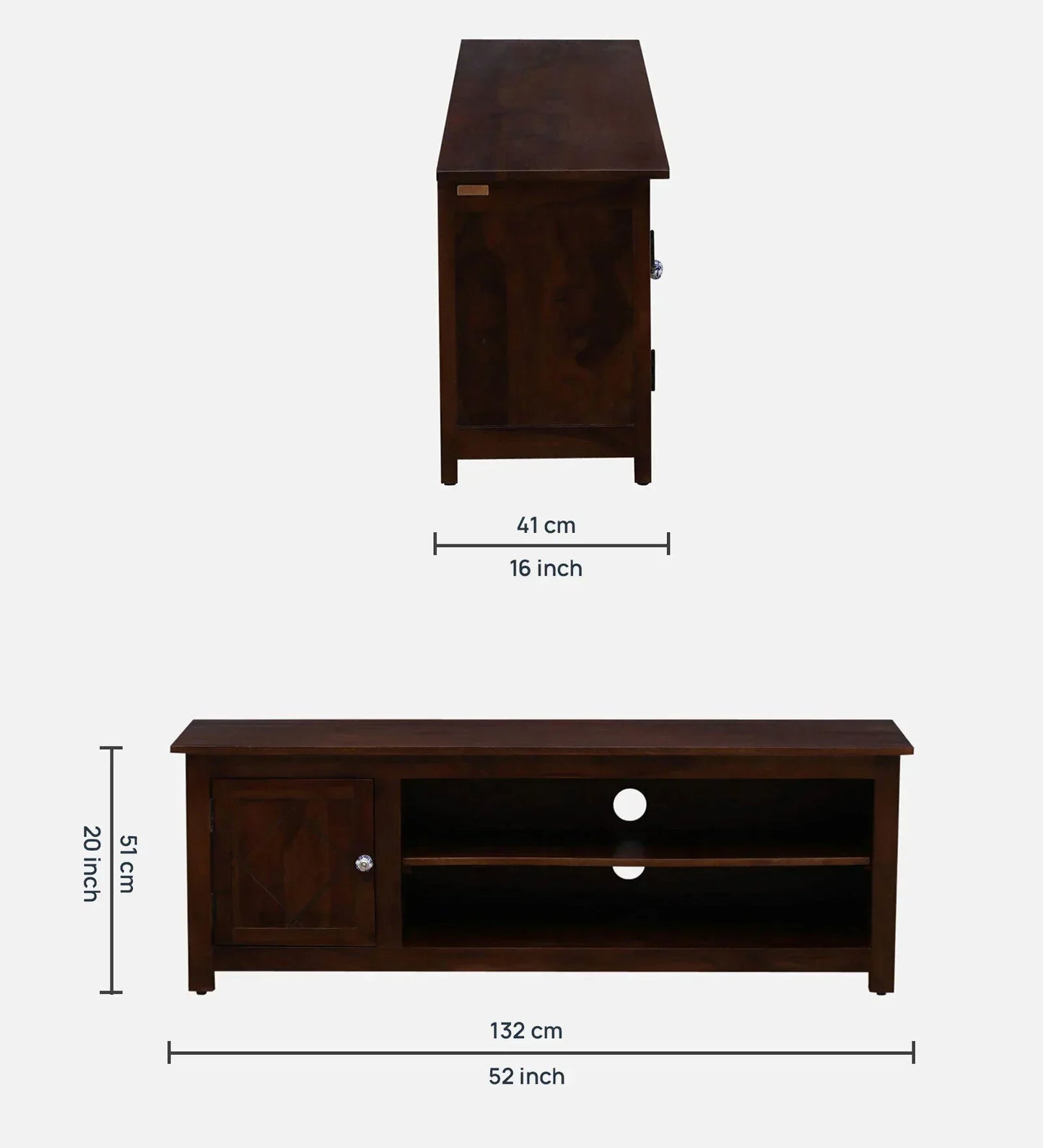 Sheesham Wood TV Console in Scratch Resistant Provincial Teak Finish For TVs Up To 55"