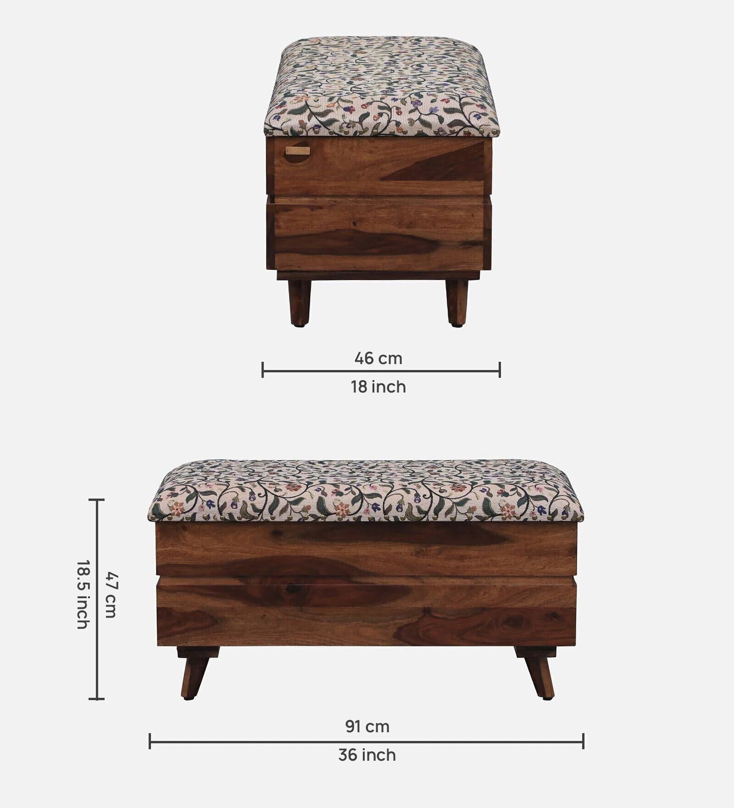 Sheesham Wood Trunk With Storage In Scratch Resistant Rustic Teak Finish