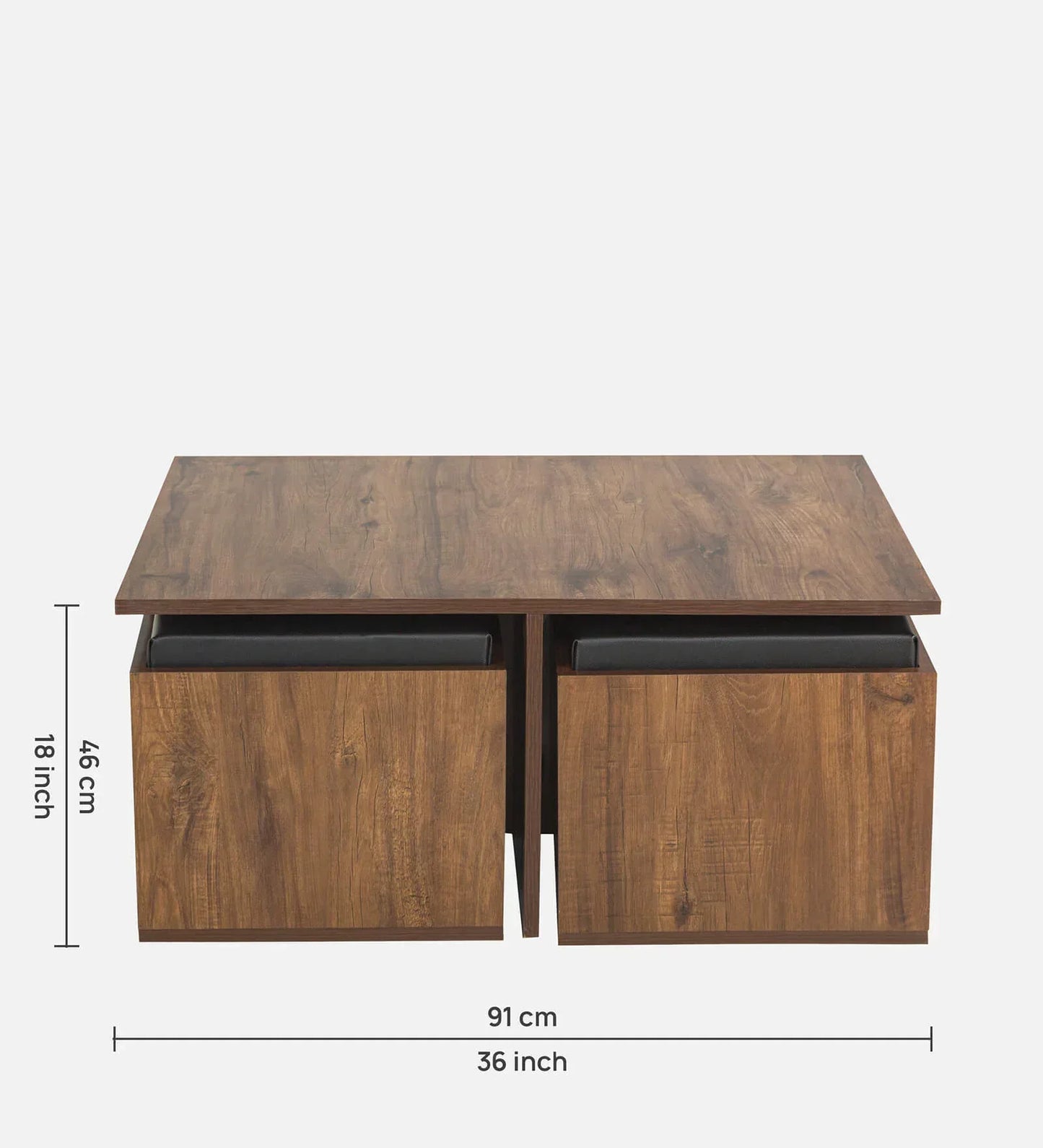 Nesting Coffee Table With 4 Stools In Classic Walnut Finish
