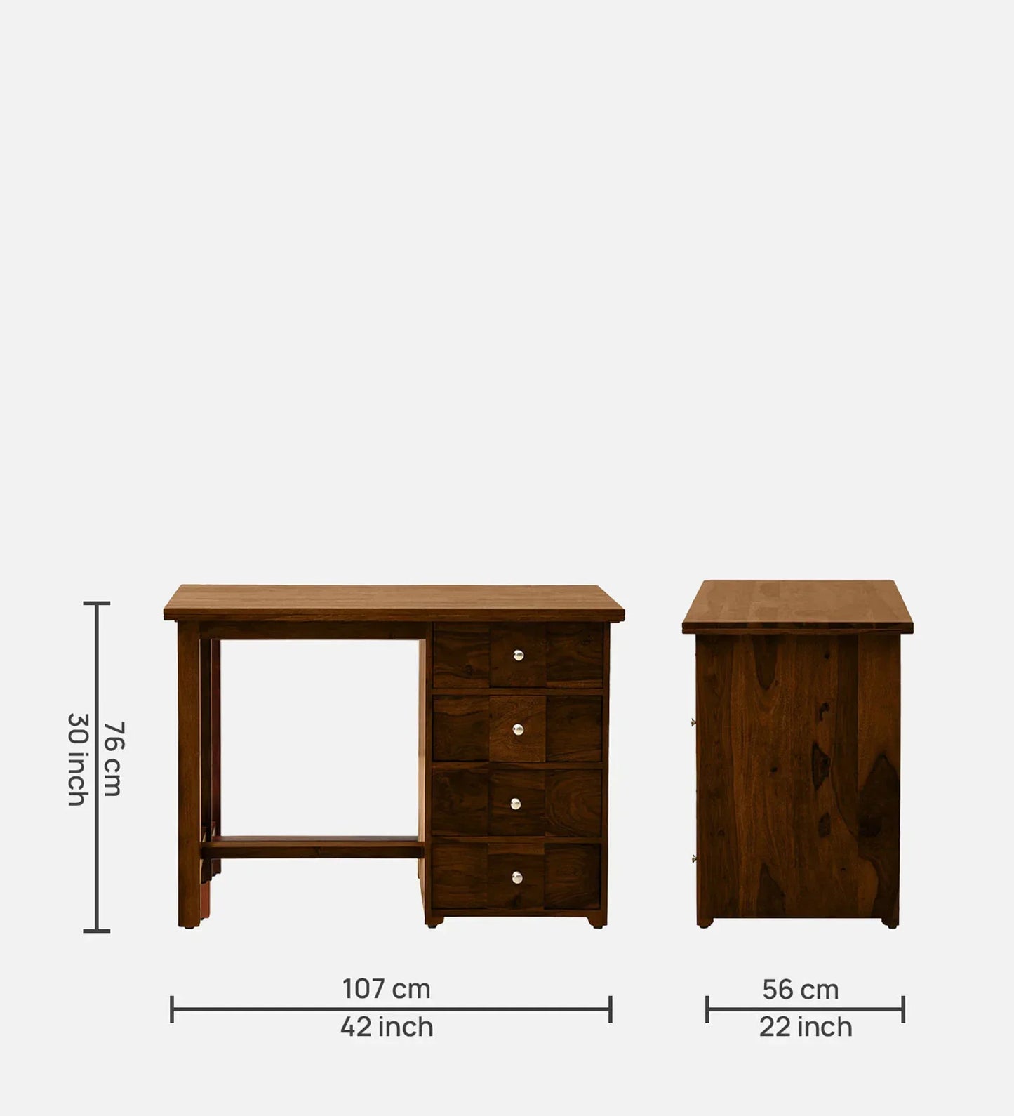 Sheesham Wood Writing Table In Scratch Resistant Provincial Teak Finish With Drawers