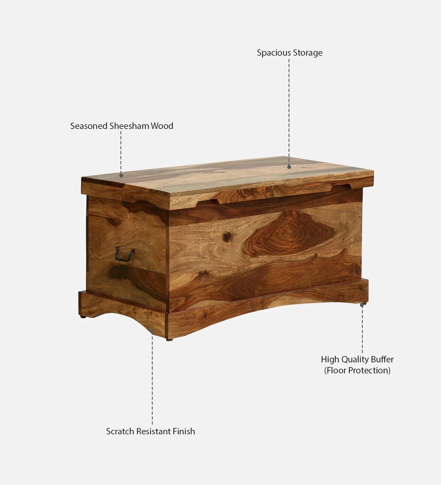 Sheesham Wood Trunk in Scratch Resistant Rustic Teak Finish