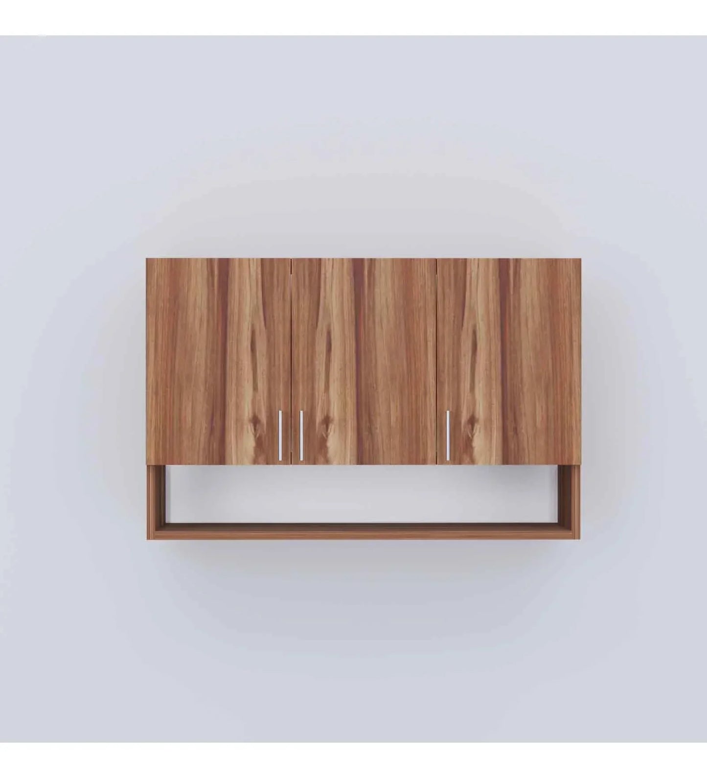 3 Doors Modular Wall Mounted Kitchen Cabinet with Organizer Shelf in Aisan Walnut Finish