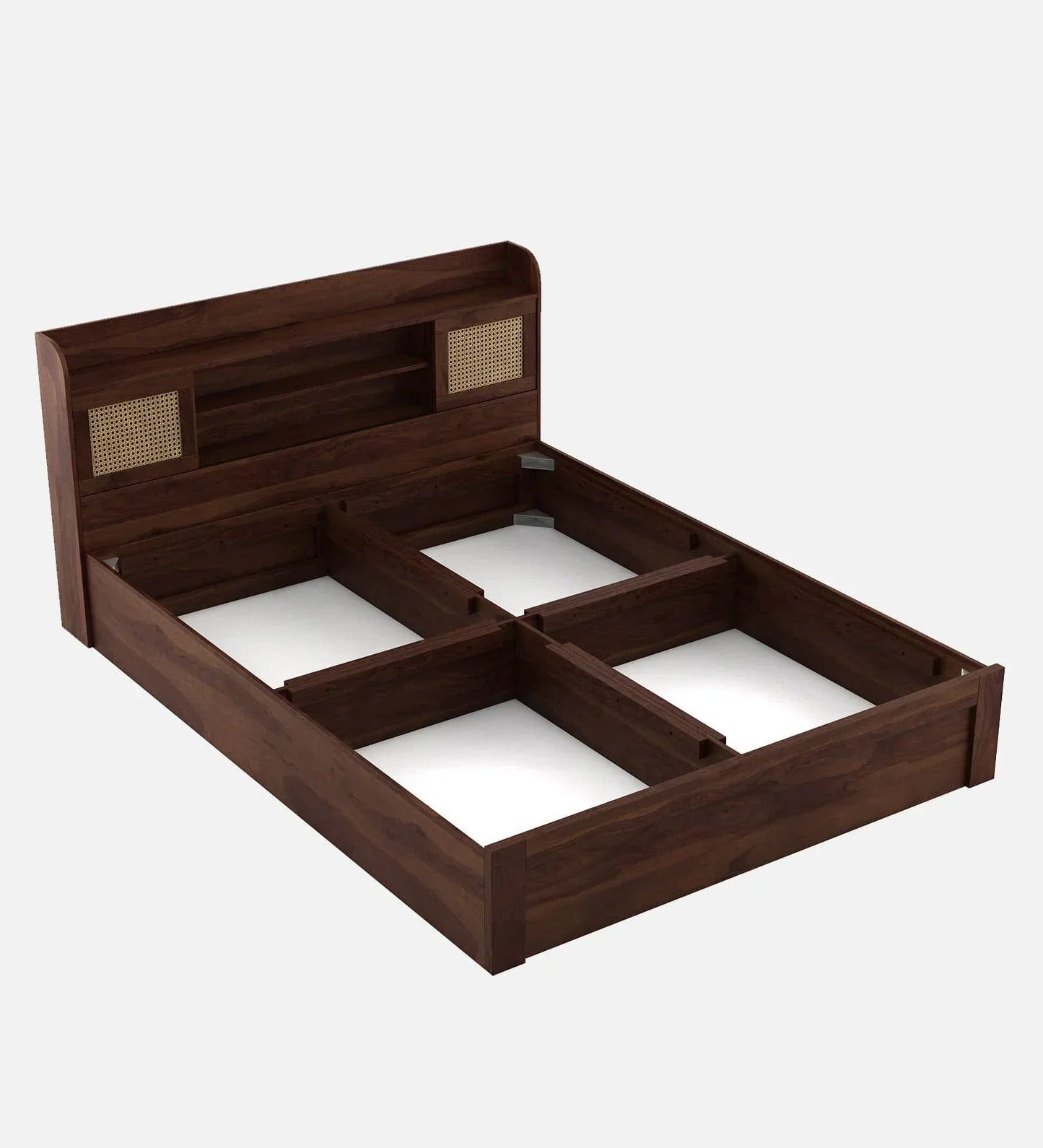 Queen Size Bed in Sheesham Melamine Finish with Box Storage