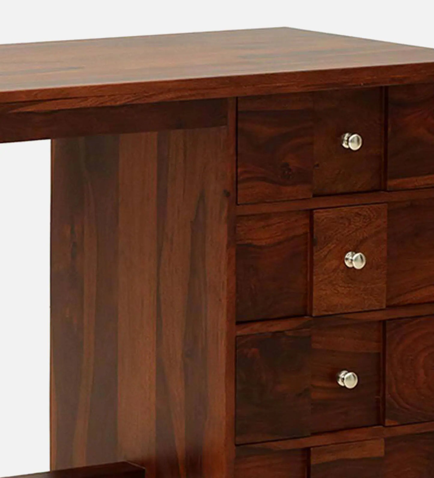 Sheesham Wood Writing Table In Scratch Resistant Honey Oak Finish With Drawers